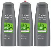 Dove MEN +Care 2-in-1 Shampoo +Conditioner Fresh Clean Hair &Scalp+Menthol 3Pack