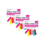 Swosh 24PCE Hair Ties Spiral Anti-Kink Multi Color Pink Blue Orange Brown Yellow