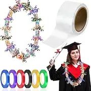 Jansun 2 Inch x 164 ft Poly Tubing Clear Graduation Candy Lei Tubing Graduation Lei Bags and 6 Rolls Ribbons Candy Lei Making Kit for Graduation Party Supplies