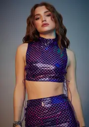 Violet Swift And Sassy Checkered Crop Top