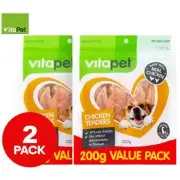 2 x Vitapet Pet Dog Food Chicken Tenders Meat 200g Puppy Snack Treats Value Pack