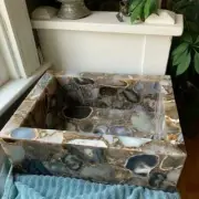 18" x 15" Agate Washbasin / Sink Stones Handmade Work Home Decor