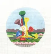 Lauren Bloch The Greenbrier Golf Tees Statue Handpainted Needlepoint Canvas
