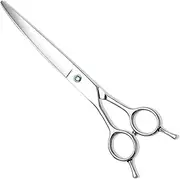 7.5inch Dog Grooming Scissors,Curved Pet Grooming Shears,JP440C Stainless Steel Professional Pet Trimming Scissor,Ergonomic Handle, Professional for Dogs Rabbit Cat Groomer or Home,for Left Hand