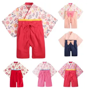 【Baby 童衣】任選 和服 日式經典女寶寶連身衣 童裝 造型服 37301(深紅小花)