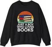 [X.Style] Just A Boy Who Loves Books Read Reading Librarian Kids ds033 Sweater Black L
