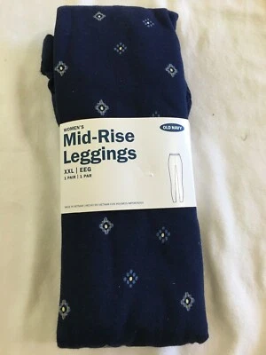 NWT Old Navy Women's Navy Mid Rise Jersey Leggings Pants Diamonds Dots