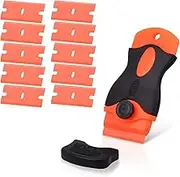 EZONEDEAL Razor Blade Scraper,2-in-1 Car Scraper Tool with 10Pcs Plastic Blades Multi-Purpose Cleaning Razor Scraper for Decals, Stickers, Labels, Caulk, Adhesive, Paint Removal,Car,Window,