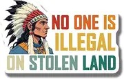 Native American Magnet - No One is Illegal Magnet - Stolen Land Magnet - Indigenous Peoples Day Gift - Refrigerator Decor - Car Decor - 5 Inches On Widest Side AAMT2274