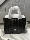 Marc Jacobs New The Mini Crossbody Tote Black Embossed Croc Leather Bag