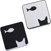 [LRXIYODE] Elegant Lenses Case Set 2pcs Cat Fish Pattern Lens Box Mirror for Traveling