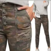 ANTHROPOLOGIE Jefferson Utility camo army button fly high rise casual pants 26