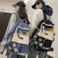 在飛比找蝦皮購物優惠-✅韓國男用後背包 太空人輕量書包 雙肩包男 防潑水帆布雙背包
