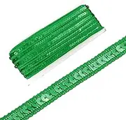 uxcell 0.5 Inch x 10 Yards Sequin Ribbon Trim Sequin Braid Trim Flat Glitter Ribbon for Crafts Embellishments Costume Hats Dress Shoes Headband Sewing, Christmas Green
