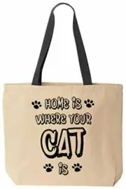 Home Is Where Your Cat Is Reusable Grocery Shopping School Office Natural Cotton