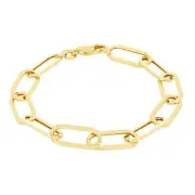 10k Yellow Gold 7mm Paperclip Chain Rolo Elongated Link Cable Bracelet Womens 7"
