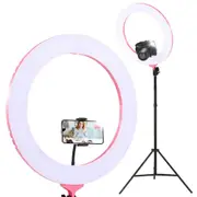 Ring Light 19Inch LED 5800LM Dimmable Diva With Stand Make Up Studio Video Pink