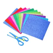 4inch Origami Paper Set, 200Pcs Glitters Square Paper with Scissor, Colorful