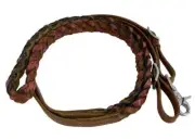 Showman Miracle Braid Leather Contest/Roping Reins w/ Pink Accent