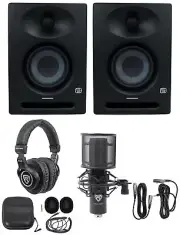 (2) Presonus Eris Studio 4 Powered Active 4" Studio Monitors + Mic + Headphones