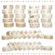 20 Rolls White Gold Washi Tape Journal Planner Diary Adhesive Label Decoration