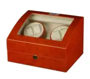 Diplomat Estate Burlwood Quad Automatic Watch Winder Display Storage Case NEW