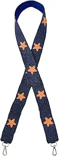 Lashicorn Beaded Purse Strap Navy Blue & Orange Stars College Pro GameDay Denver Clear Handbag Replacement Strap Stadium Bengals Football University 49 x 1.75” Gold Hardware Clips, Blue, 49"