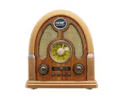 Retro Arch Bluetooth Speaker AM FM SW Radio Light Brown NS-7061BT-LB