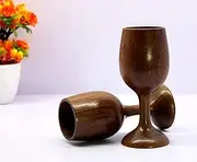 [KLEO] Wooden Wine Glass Goblet Champagne Flutes Coupes Glasses - Set of 2-250 ml - Wood - 6.9" Inches Height - Brown