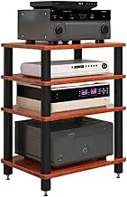 AV Media Stand,5-Layer Open Storage Audio Rack，CD Player Video Game Console Shelf, for Living Recording Studio Theater(A)