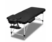 70cm Wide Portable Aluminium Massage Table Two Fold Treatment Beauty Therapy Black