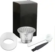 Compatible with Stainl Steel Coffee Capsule Reusable Refillable Coffee Capsule Cup Filter with Brush Spoon Po er-pr Ring