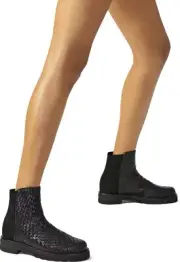 Stuart Weitzman Ankle Boots 5050 LIFT Stretch Chelsea Woven Leather Booties Sz 9