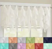 Sheer Voile Vertical Ruffle Window Kitchen Curtain 12" Valance