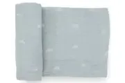 Little Unicorn: Single Cotton Muslin Swaddle - Blue Rainbow