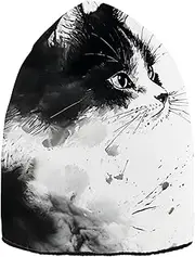 [XYMZR] Beanie for Women Men Chinese Cat Painting Unisex Winter Hat Reversible Skull Knit Cap Multi-Colored, Multi-colored, One Size