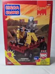 1995 Vintage Mega Bloks Legend Catapult, Open box, 190 pieces #9603 No top