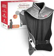 [Sunbeam] Electric Heating Pad for Full Back & Shoulders | Adjustable Fit, 4 Heat Settings to Soothe Muscles, Fast Heat-Up, Safety Auto-Off, Washable Fabric, Wellness Product, Grey HPN5500