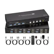 4 Port Dual Monitor HDMI KVM Switch 4 Computers 2 Monitors 8K 60Hz 4K 120Hz K...