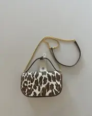 NEW Tory Burch Emerson Printed Top Handle Crossbody Beige Reva Leopard