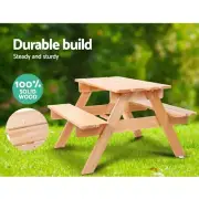Keezi Kids Outdoor Table and Chairs Picnic 100% Solid Wood Bench 3-8 yrs old