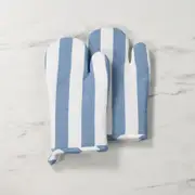 Cucina Stripe Oven Mitt Pair - White, 100% Cotton