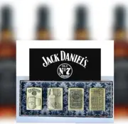 Jack Daniels Old No 7 Windproof Oil Lighter Premium 4 PCS Gift Set Collectible