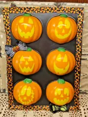 Fun Hand Painted & Crafted Jack-o-Lantern Muffin Pan Halloween Autumn Decoration