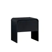 Design Square Ernest Wooden Bedside Nightstand Side Table W/ 1-Drawer Black