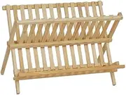 Wooden Folding Dish Kitchen Holder Dish Rack Multipurpose Rack Collapsible Dish Drainer Foldable Dish Drying Rack Wooden Plate Rack