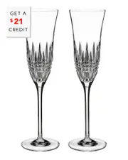 Waterford Lismore Diamond Essence Set of 2 Flutes with $21 Credit