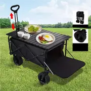 ACA Wagon Cart Collapsible Adjustable Handle Outdoor Beach Large Capacity Tabletop 150L