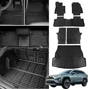 Bomely Floor Mats Compatible with 2019-2025 Toyota Rav4 Cargo Mat Trunk Mat Back Seat Cover Protector All Weather TPE Trunk Liner 2024 Rav4 Accessories (Backrest Mats+Cargo Liner+Floor Mats)