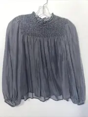 Zara Grey XS Peasant Top New The Laura Blouse Boho Back to School Modest Career